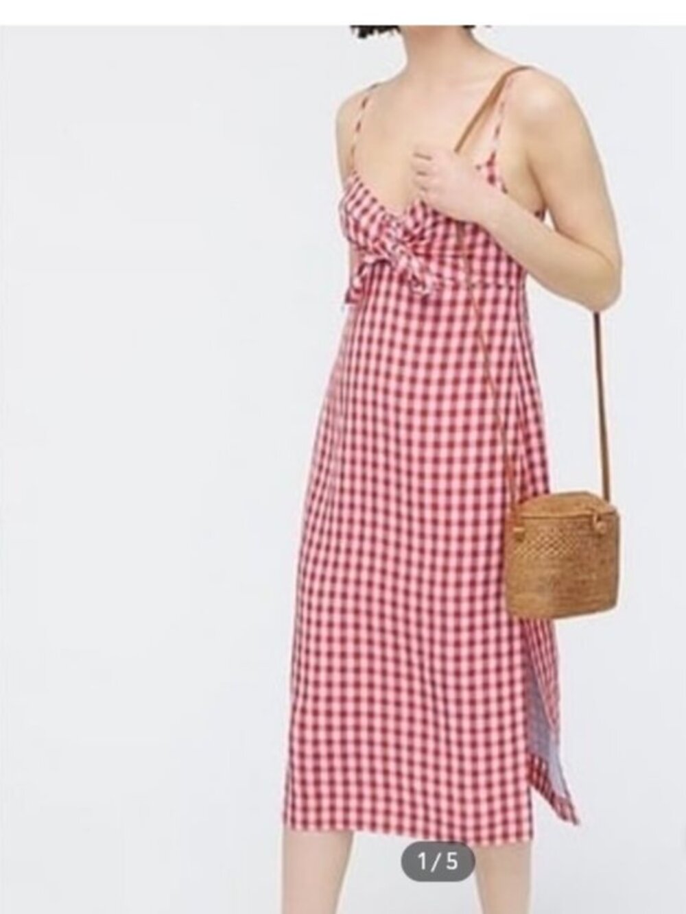J. Crew Tie-Front Dress in Drapey Gingham size 4